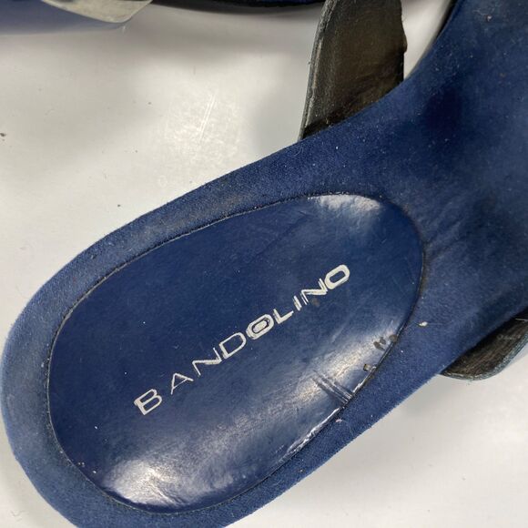 Bandolino Dark Blue Slip-On Flat Sandals 6M Silver Metal Detail Peasant Boho - Picture 8 of 9